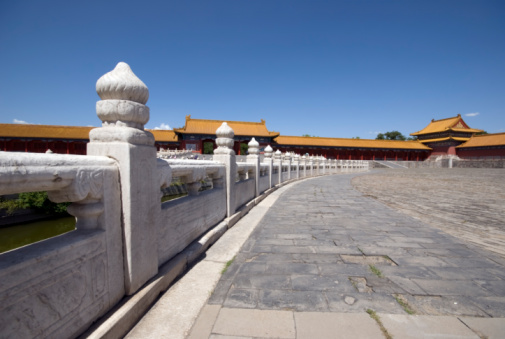 Taihemen (Gate of Supreme Harmony) is the largest palace gate in Forbidden City, established in 1420 has a total area of 1300 square meters, Beijing, China