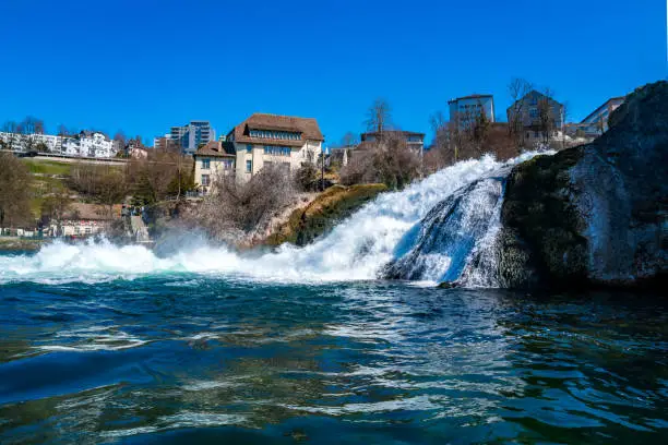 Rhinefalls in the Rhine River at Swiss Town Schaffhausen in Switzerland