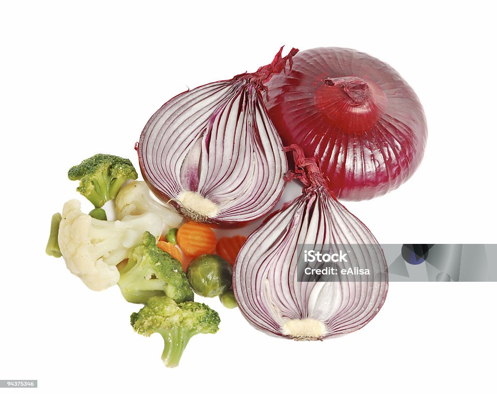 Spanish red onion and different vegetables  Breakfast Stock Photo