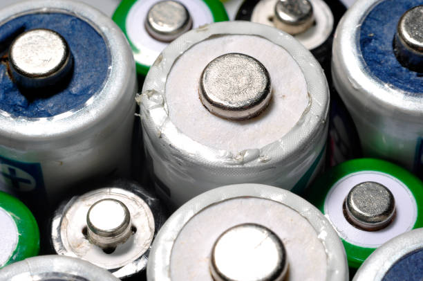 istock Macro texture background different types of old used batteries ready for recycling 943753974