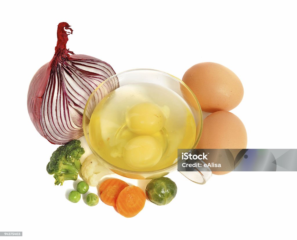 Rohe Eier und verschiedenen Gemüse - Lizenzfrei Backen Stock-Foto