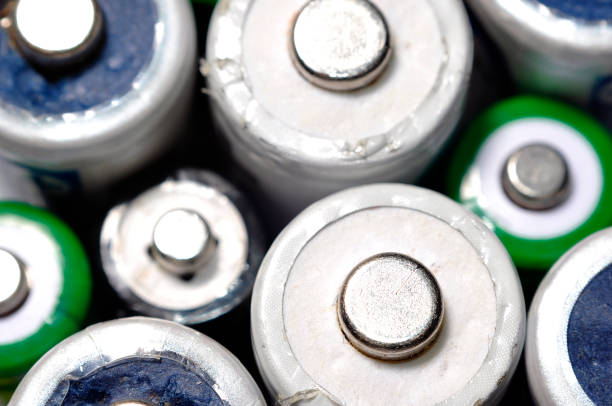 istock Macro texture background different types of old used batteries ready for recycling 943755384