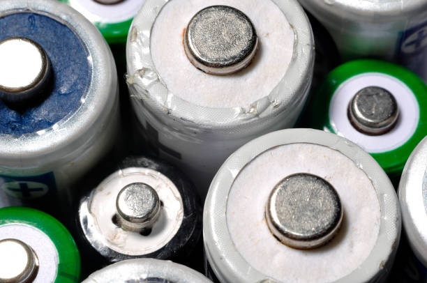 istock Macro texture background different types of old used batteries ready for recycling 943755406
