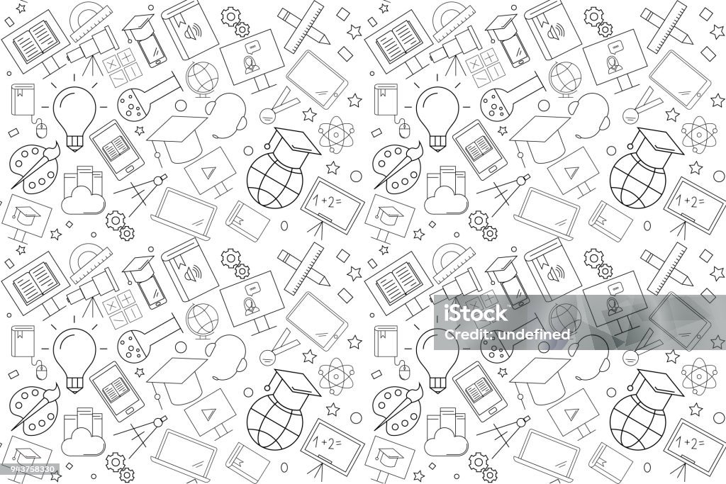 Vector e-learning pattern. E-learning seamless background Education stock vector