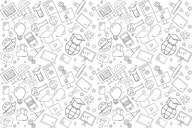 Vector e-learning pattern. E-learning seamless background Vector e-learning pattern. E-learning seamless background learning designs stock illustrations