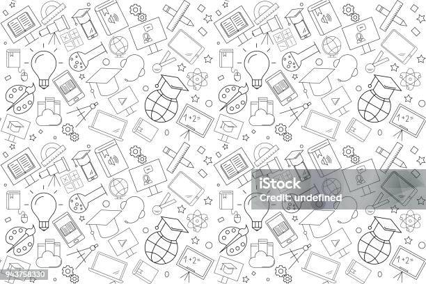 Vector Elearning Pattern Elearning Seamless Background Stock Illustration - Download Image Now