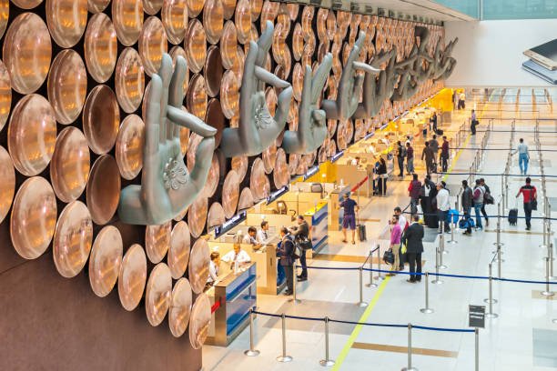 Indira Gandhi Airport NEW DELHI, INDIA - NOVEMBER 03, 2015: Indira Gandhi International Airport serves as the primary civilian aviation hub for the National Capital Region of Delhi, India. india airport stock pictures, royalty-free photos & images