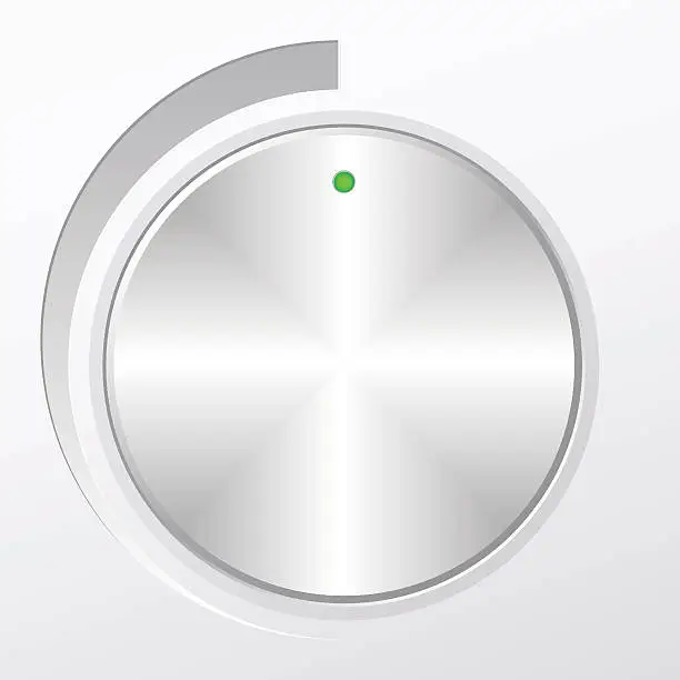 Vector illustration of A metal volume knob turned to indicate its highest setting