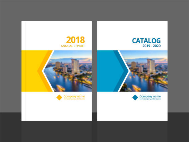 ilustrações de stock, clip art, desenhos animados e ícones de cover design template corporate business annual report brochure poster company profile catalog magazine flyer booklet leaflet. cover page design element a4 sample image with gradient mesh. - book cover