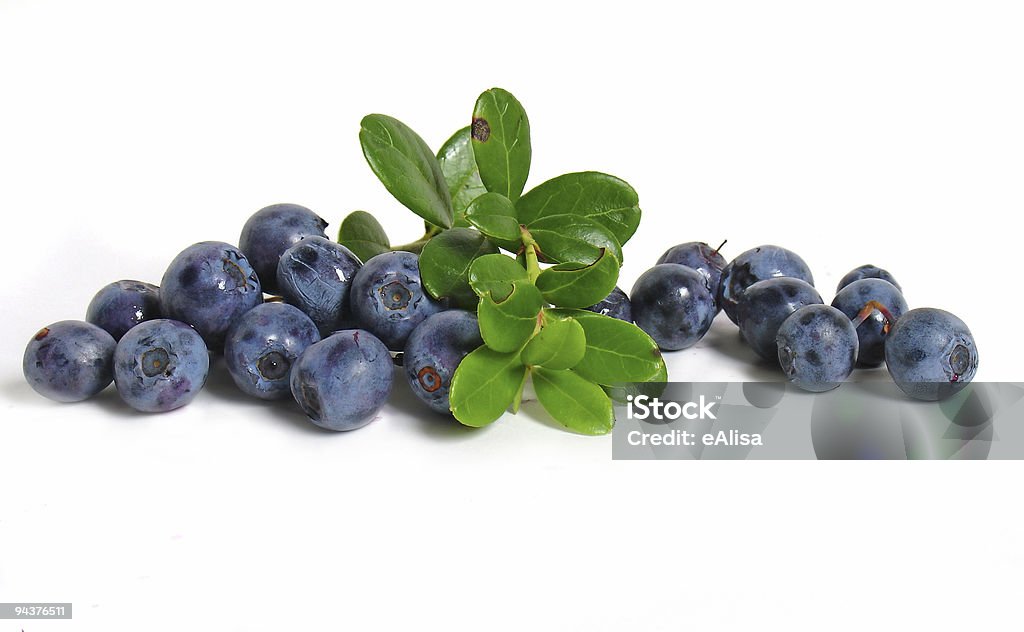 Dispersión de bilberries sobre fondo blanco - Foto de stock de Alimento libre de derechos