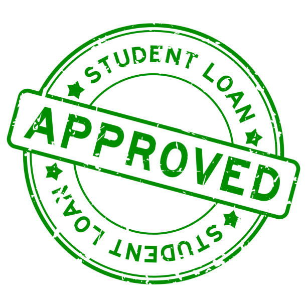 istock Grunge green student loan approved word round rubber seal stamp on white background 943768442
