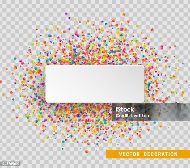 Ilustración de Fondo De Celebración Colorida Con Confeti Burbuja De Papel Blanco Para Texto y más Vectores Libres de Derechos de Confeti