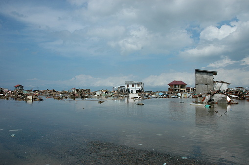 Banda Aceh, Aceh, Indonesia - January 17, 2005:  Banda Aceh City view after earthquake and tsunami Indian Ocean Destroyed Aceh Province Indonesia in December 26 2004