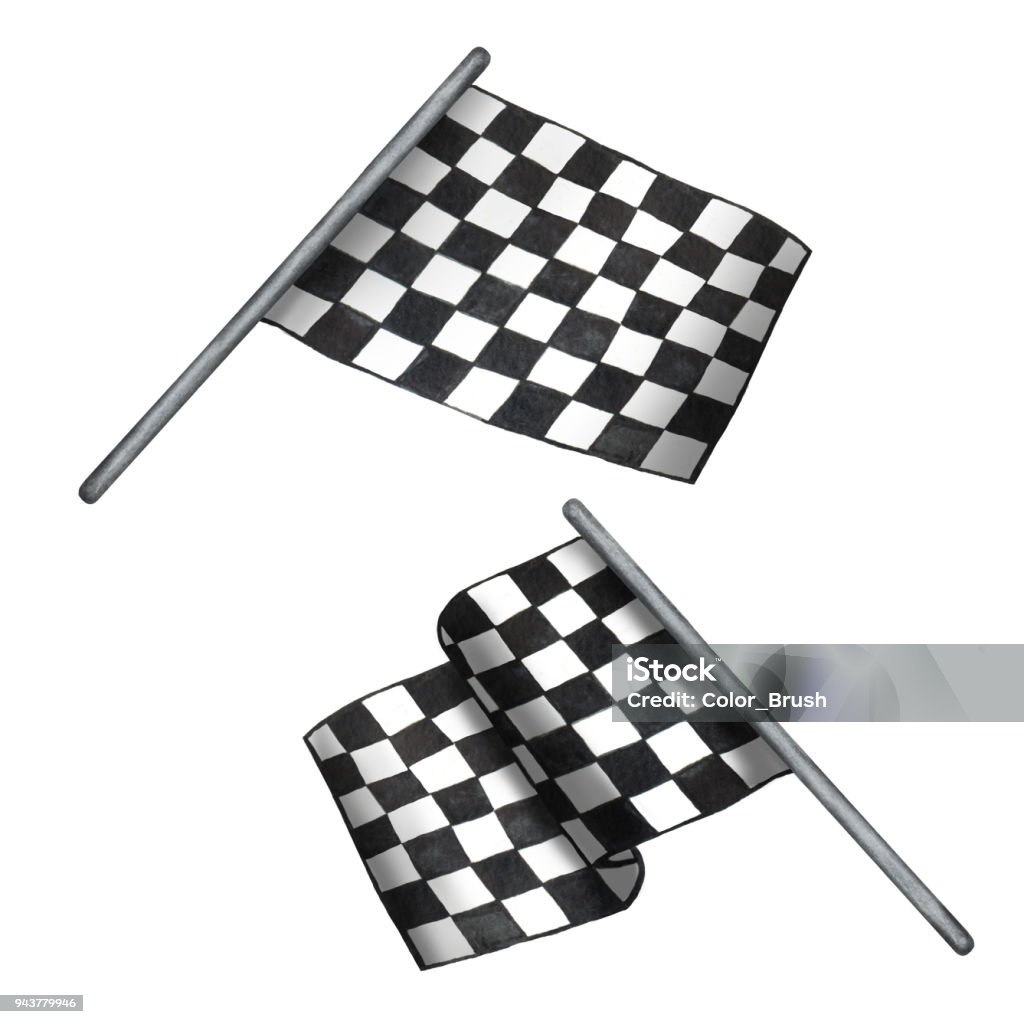Checkered Flags Set Watercolor Checkered Flags Set Stock Illustration - Download Image Now ...