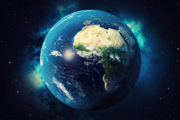 istock 3D Rendering World Globe. Earth Globe with Backdrop Stars and Nebula. Earth, Galaxy and Sun From Space. Blue Sunrise. Elements of this image furnished by NASA. 943787090