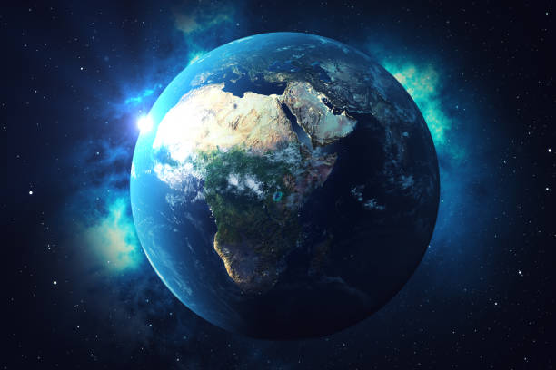 istock 3D Rendering World Globe. Earth Globe with Backdrop Stars and Nebula. Earth, Galaxy and Sun From Space. Blue Sunrise. Elements of this image furnished by NASA. 943787100