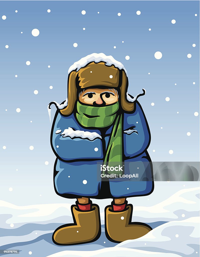 Wektor ubrany człowiek w winter snow - Grafika wektorowa royalty-free (Mężczyźni)