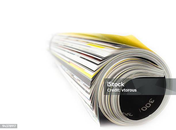 Rolled Magazine Stock Photo - Download Image Now - Color Image, Cut Out, Diminishing Perspective