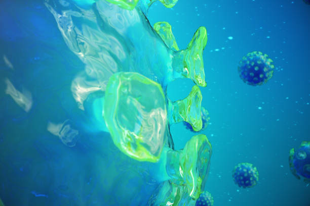 istock 3D illustration pathogenic viruses causing infection in host organism. Viral disease epidemic. Virus abstract background. Virus, bacteria, cell infected organism 943789696