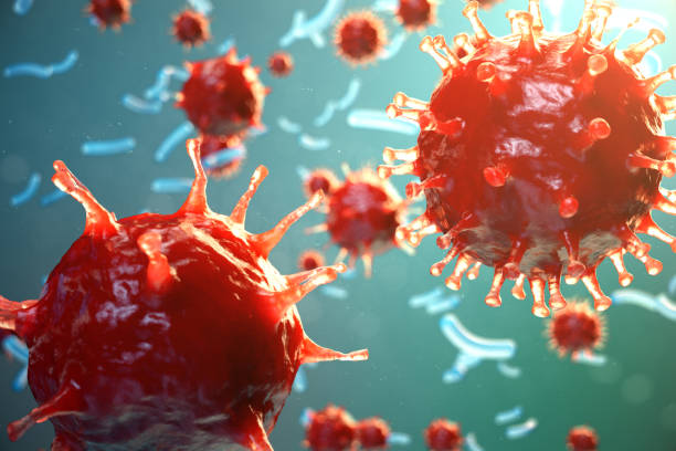istock Viral hepatitis infection causing chronic liver disease. Hepatitis viruses. Influenza Virus H1N1. Swine Flu, cell infect organism. Virus abstract background. 3d illustration. 943789708