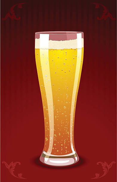 illustrazioni stock, clip art, cartoni animati e icone di tendenza di illustrazione di una birra in vetro su sfondo rosso - swirl beer