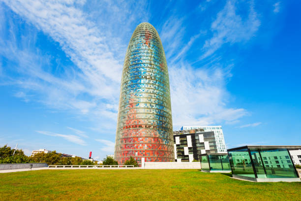 BARCELONA, SPAIN - OCTOBER 03, 2017: Torre Glories or Torre Agbar is a skyscraper located in the new technological district of Barcelona in Catalonia in Spain