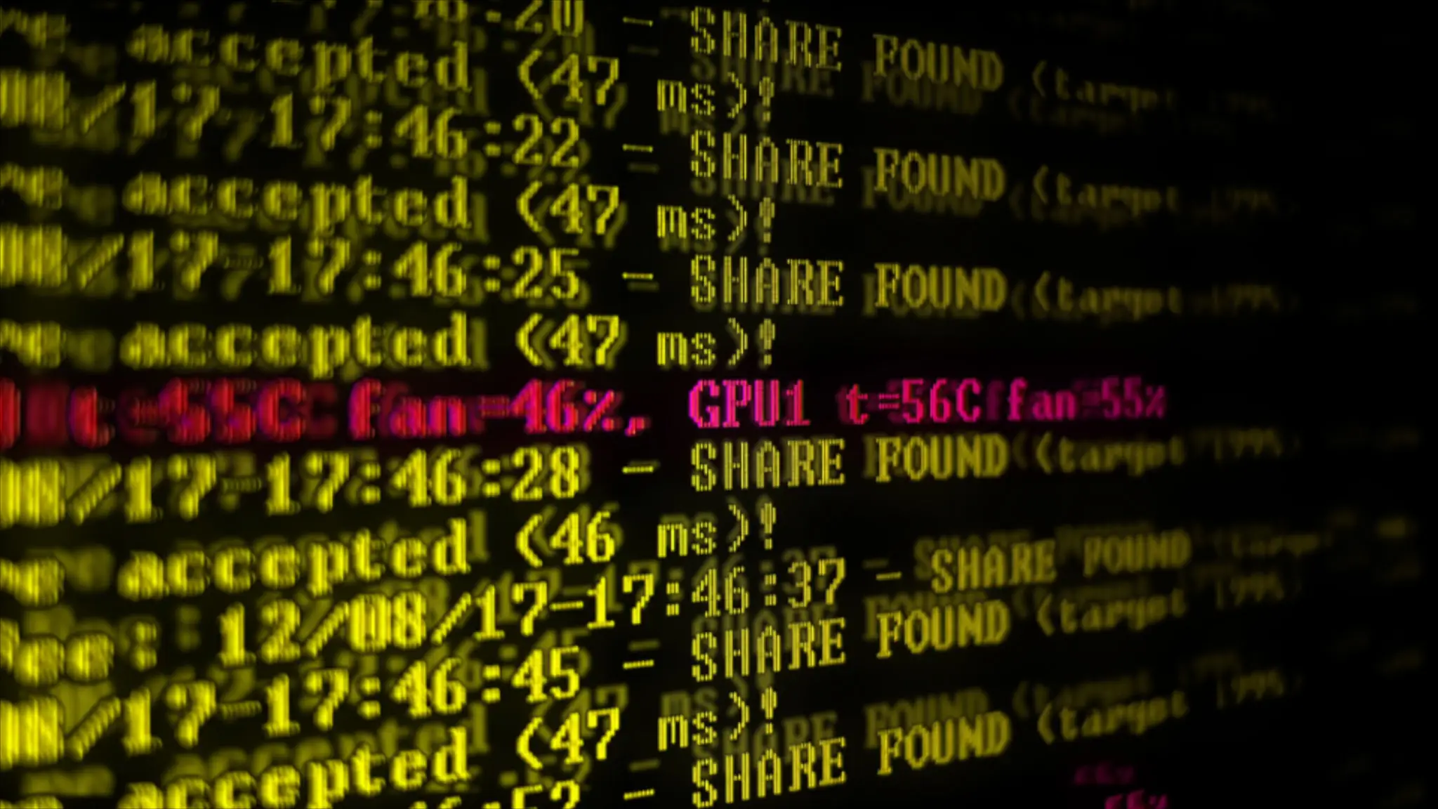 컴퓨터와 고랭과 언어: 최신 개발 트렌드 2 Mining Cryptocurrency process program on display PC. Using Software. Share Found.