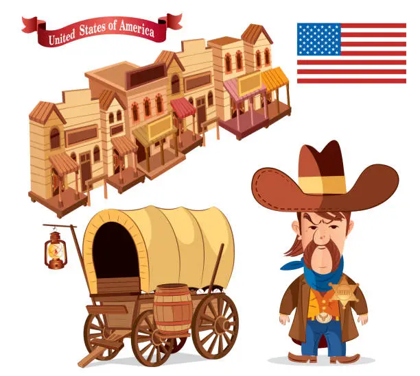 Vector illustration of Wild West and Sheriff