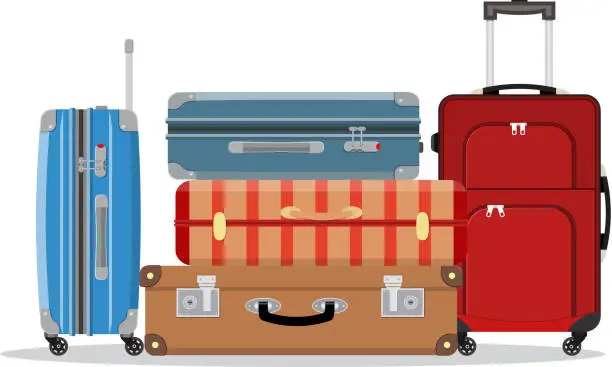 Vector illustration of Travel suitcases stacked