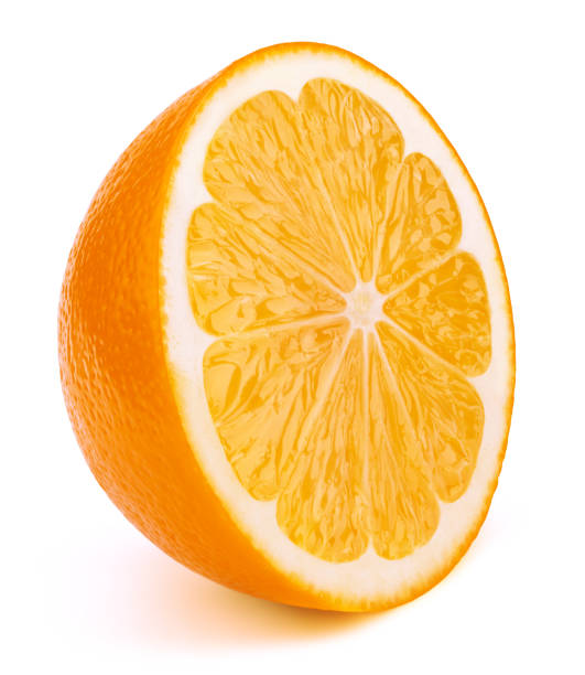 Half of orage fruit slice isolated on white