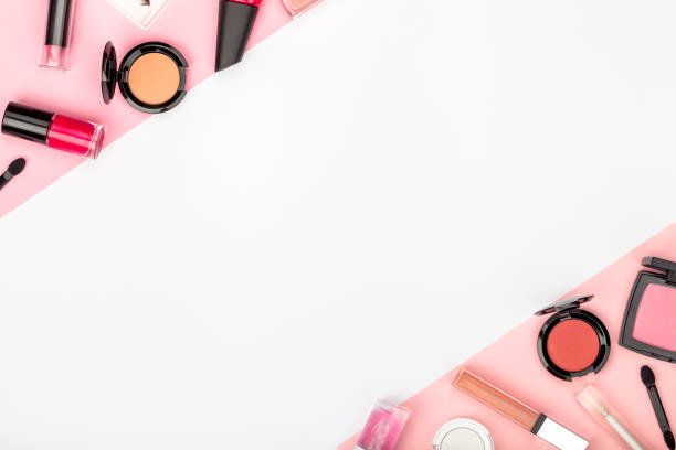 istock set of professional decorative cosmetics, makeup tools and accessory on white background with copy space for text. beauty, fashion, party and shopping concept. flat lay frame composition, top view 943821392