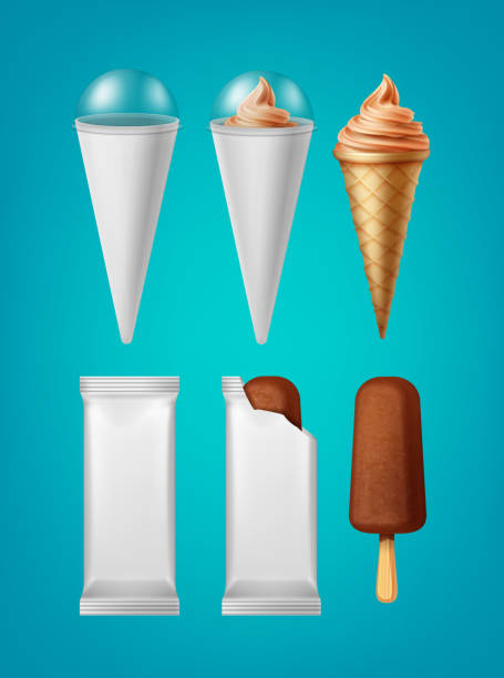 ilustrações, clipart, desenhos animados e ícones de embalagem para sorvete - soft serve ice cream