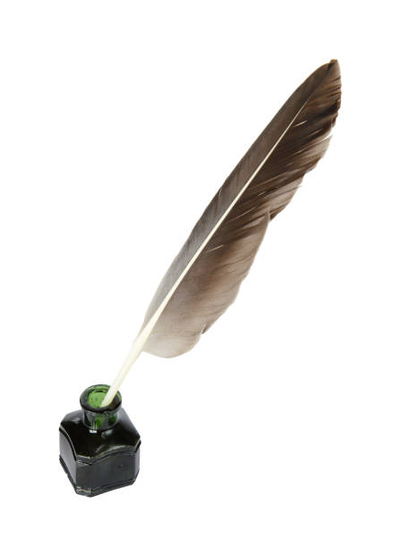 istock Feather and inkwell on a white background 943824928