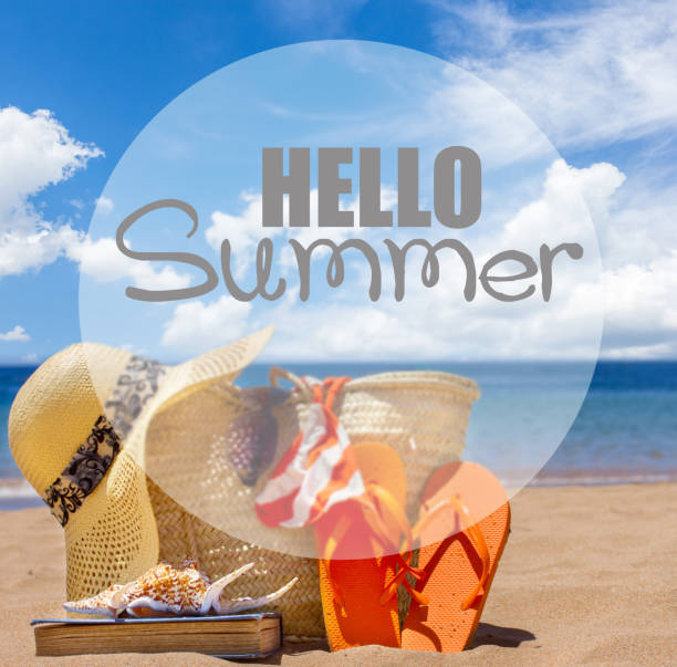istock sunbathing accessories on sandy beach in straw bag 943830910