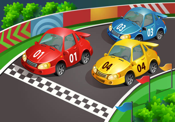 Vector Illustration Racing Cars Go To The Finish Line Stock Illustration - Download Image Now - iStock Vector Illustration Racing Cars Go To The Finish Line Stock Illustration - Download Image Now - iStock