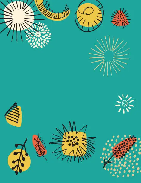 Vector illustration of Retro Mid Century Modern Style Floral Background