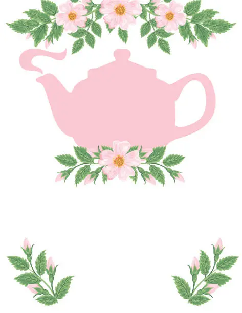 Vector illustration of Tea Party and Wild Roses Backgorund