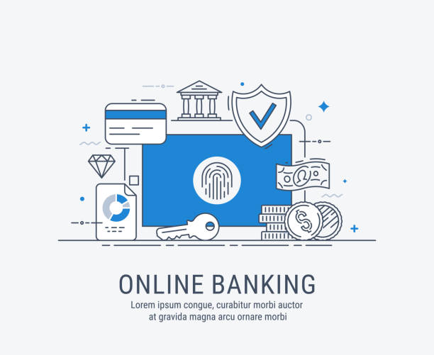 çevrimiçi bankacılık - banka illüstrasyonlar stock illustrations