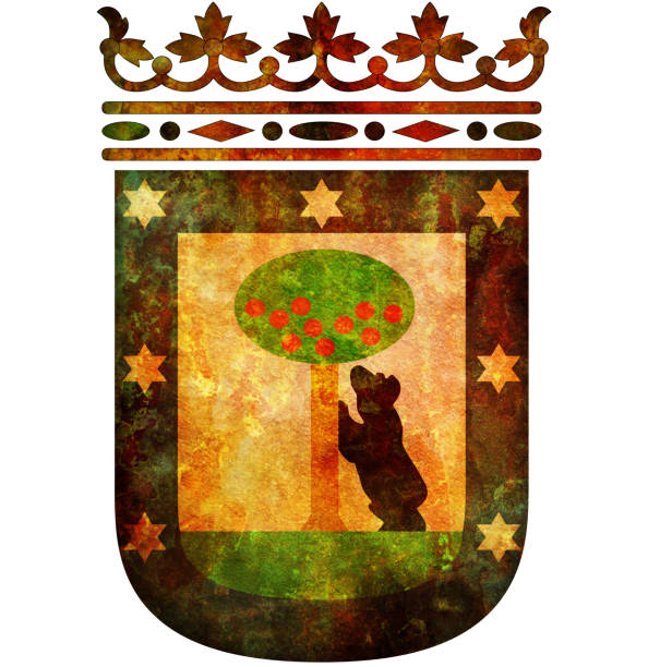 old vintage isolated over white symbol of madrid