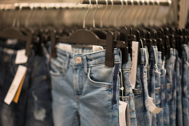 istock Row of blue denim for kids 943848302