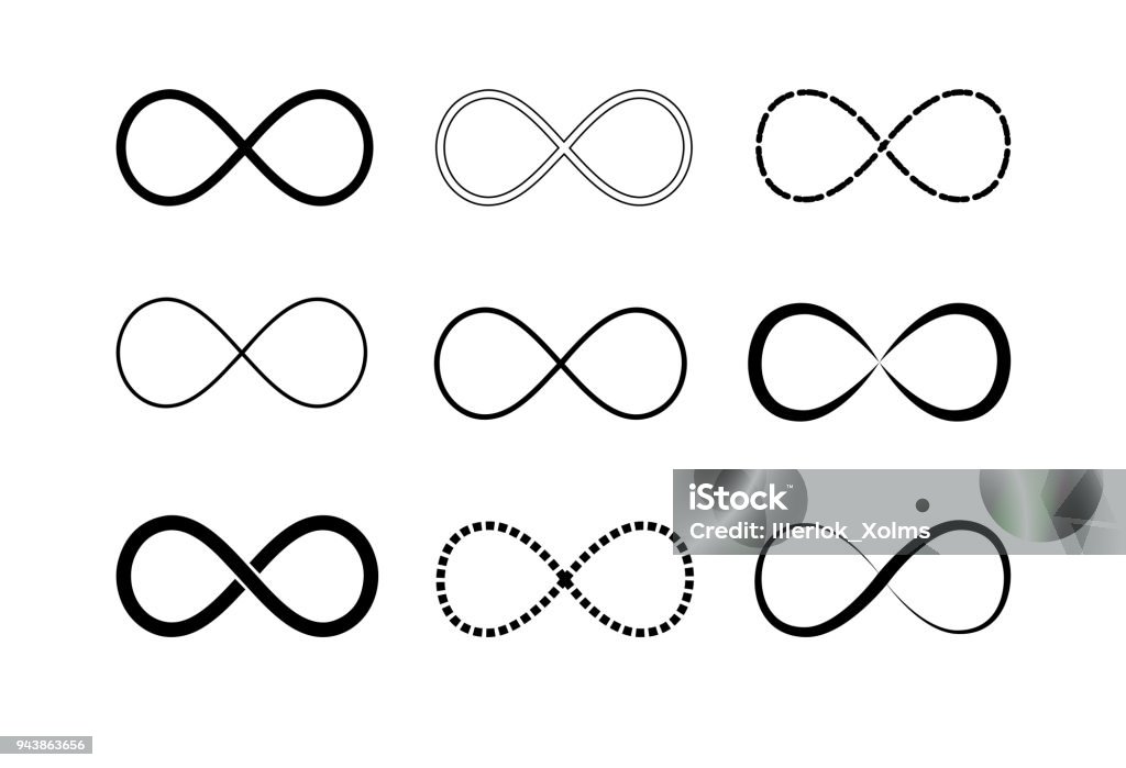 La valeur de logos de symbole de l’infini. Contour noir. Symbole de répétition et cyclicité illimitée. Illustration vectorielle isolée sur fond blanc. - clipart vectoriel de Infini libre de droits