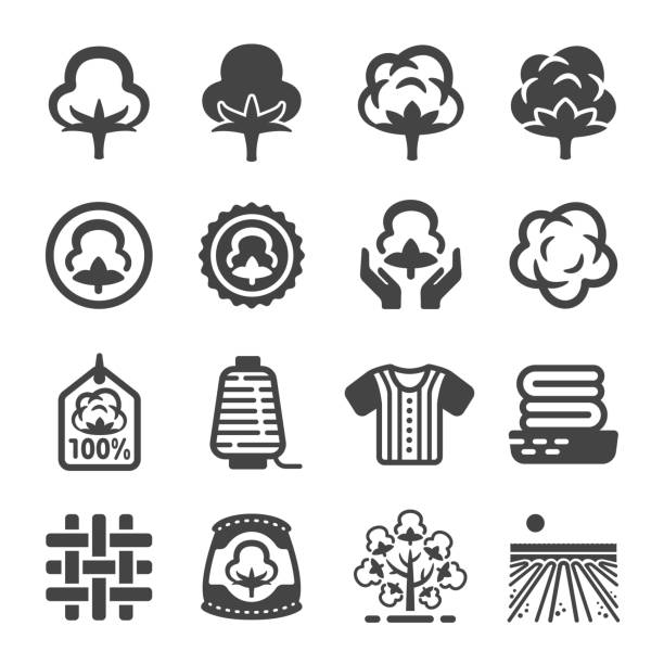 ikona bawełny - bawełna stock illustrations
