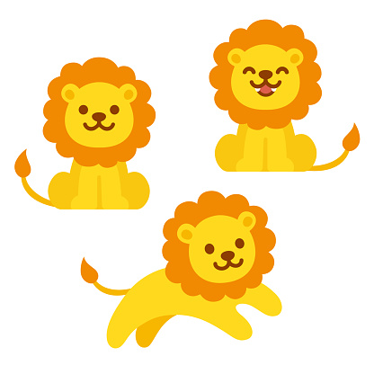 Cute cartoon lion set