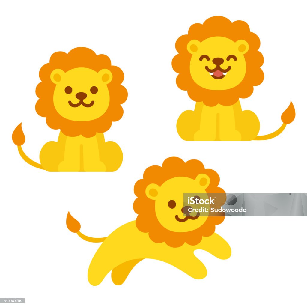 Cute Cartoon Lion Set Stock Illustration - Download Image Now - Lion -  Feline, Cute, Lion Cub - iStock