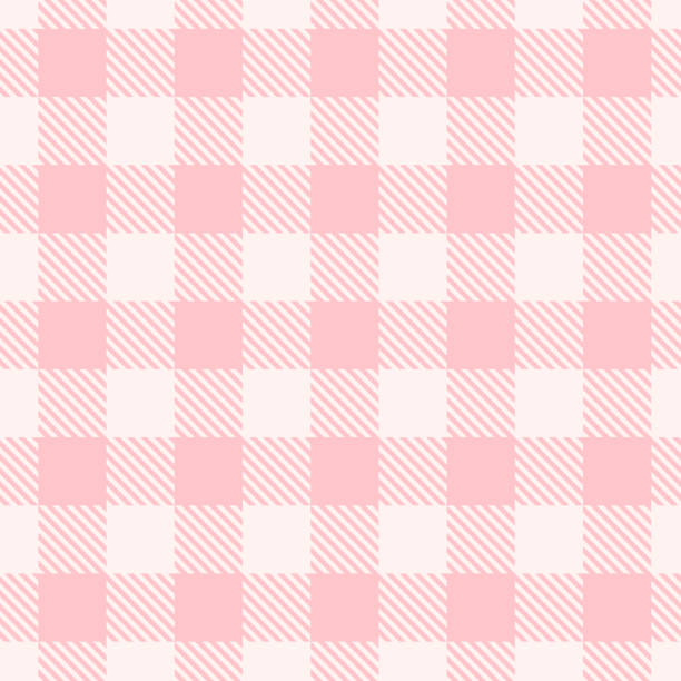 Pink Gingham Pattern Vector Seamless Texture Stock Illustration