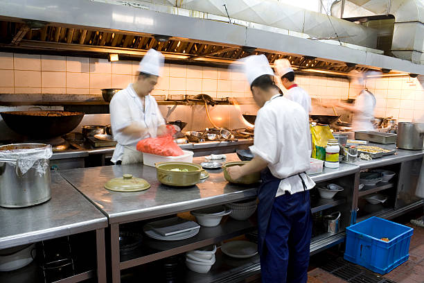 การตกแต่งภายในของห้องครัวร้านอาหาร