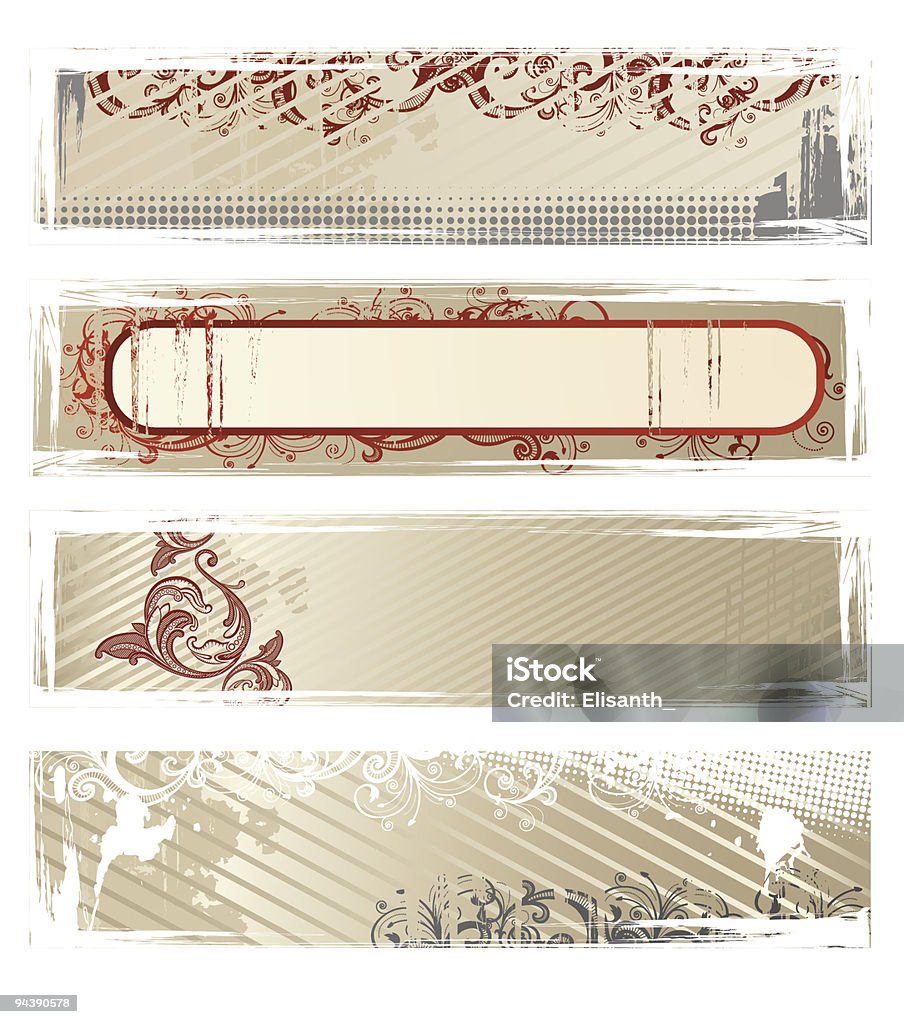 Set di banner grunge vettoriale beige - arte vettoriale royalty-free di Astratto