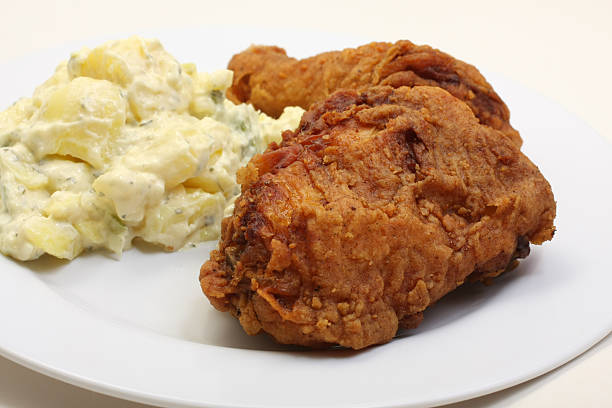 istock Fried Chicken with potato salad 94391396