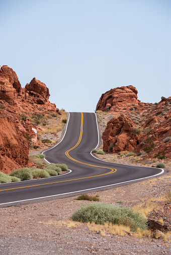 A seemingly melting road in the Valley of Fire State Park.