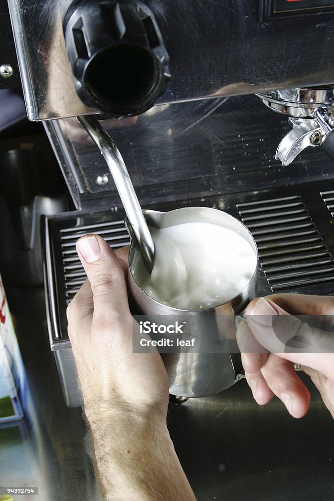 Steaming Milk  Barista Stock Photo